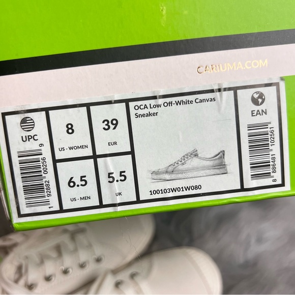 Cariua OFF WHITE canvas sneakers tennis shoes size8 8 - Picture 4 of 9